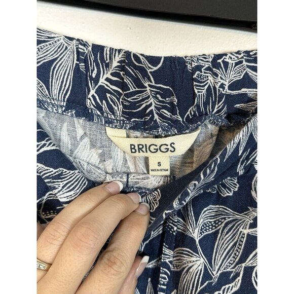 Briggs Linen Blend‎ Pull-On Shorts Small Tropical Print Blue White S Women’s - Picture 7 of 9